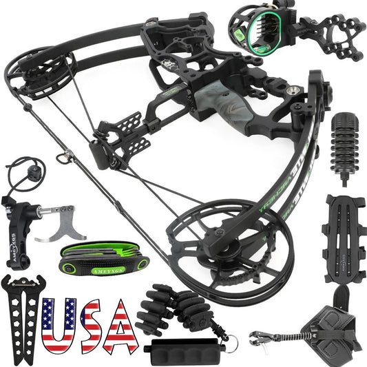 Dual-Use Compound Bow High-Performance Steel Ball & Arrow Kit 30-70LBS Adjustable 80% Let-off 340FPS Right/Left Hand Outdoor Hunting Shooting Target Archery Accessories