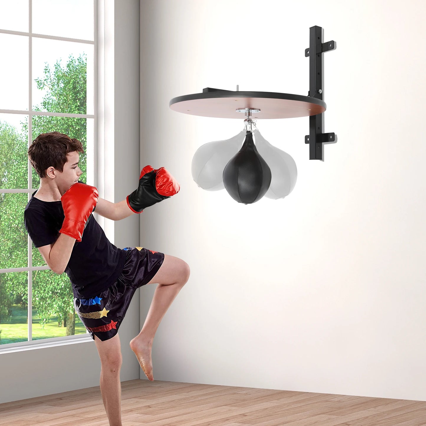 Bymaocar Boxing Training Spinning Ball Boxing Speed Ball Wall Mounted Adjustable Height for Home Gym Training Punching Ball Hang