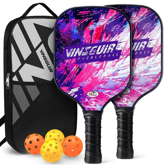 Pickleball Paddles Set Fiberglass, Honeycomb Core Lightweight pickleball paddle USAPA Approved Adult and Kids Match Beach Racket