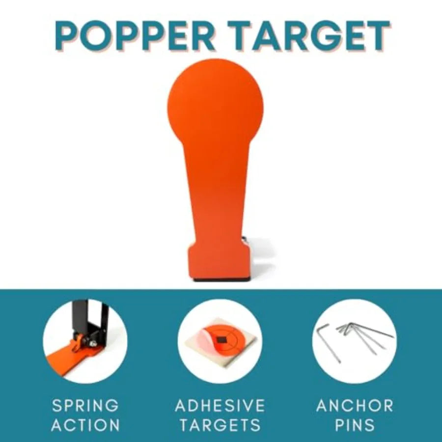 12 PopUp Target for Range Training: Classic 3 8 Thick Reactive Steel Popper with Free Standing Auto Reset Feature Includes Comp