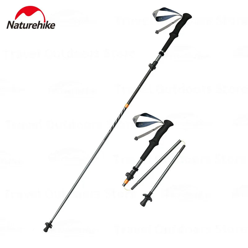 Naturehike Outdoor Climbing Pole 5-Section Carbon Fiber Aluminum Alloy Ultralight Trekking Sticks Walking Stick Camping Supplies