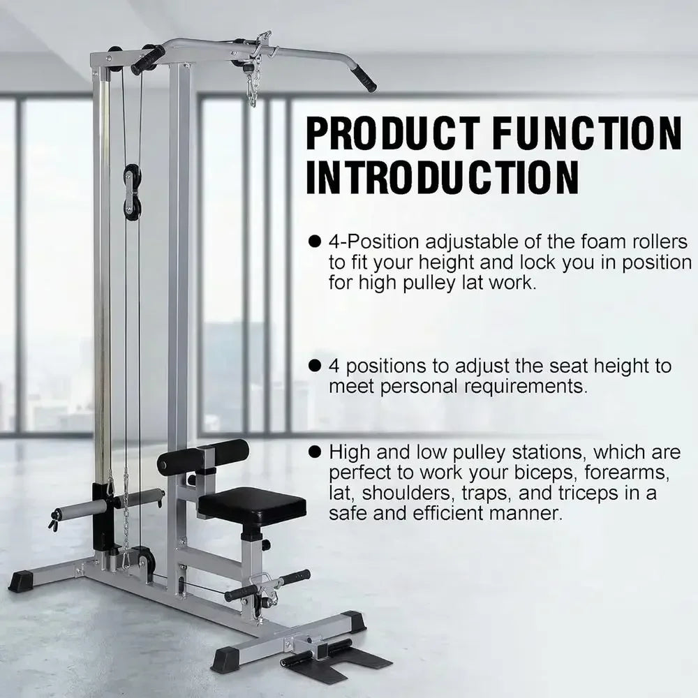 Lat Pulldown and Low Row Cable Exercise Machine for Full Body Strength Training