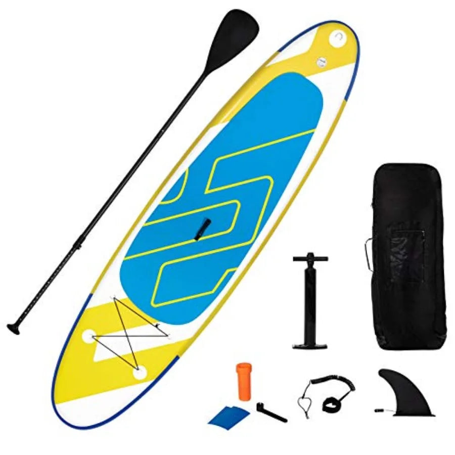 Inflatable Stand Up Paddle Board for surfing yoga and fishing; PVC material; blue; lightweight non-slip deck 3 fins included ba