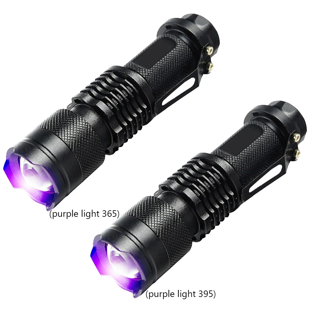 LED Ultraviolet Torch Battery Powered Money Verification Purple Light Pet Urine Stain Detector Tools Inspection Lamp