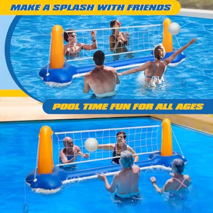 118" Pool Volleyball Net Pool Volleyball Set for Inground Upground Includes Upgraded Water Volleyball Ball Pump Pool Games Toys