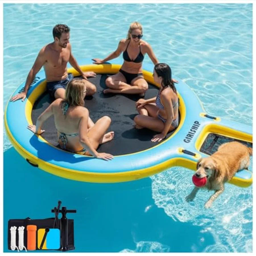 6/8/10FT Inflatable Water Hammock Round Floating Ring Inflatable Floating Dock for Lakes and Pools Pool Hammock Lake Floats for