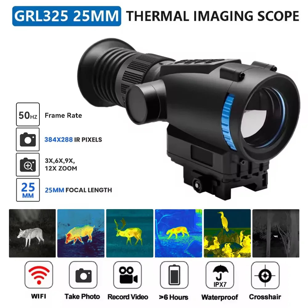 GOYOJO GRL Series Thermal Scopes, 384X288 High Resolution Thermal Imaging Scopes with 55Hz High Sensitivity Optics Night Vision Scopes, Multiple Reticles & Color, RAV Video