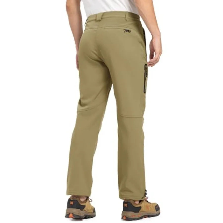 TBMPOY Men's Snow Pants Fleece Lined Hiking Winter Waterproof Softshell Ski Outdoor Insulated Climbing Pants Zipper Pockets