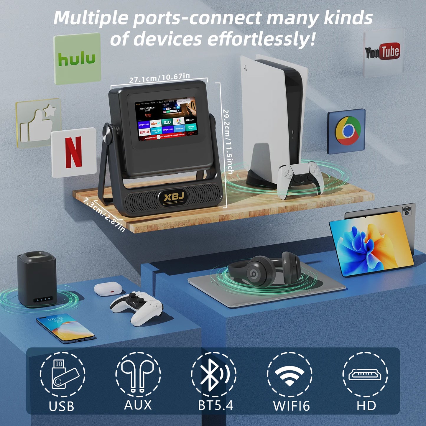2026 Upgraded Foldable Projector with Touch Screen, 4K Ultra HD Portable Home Projector