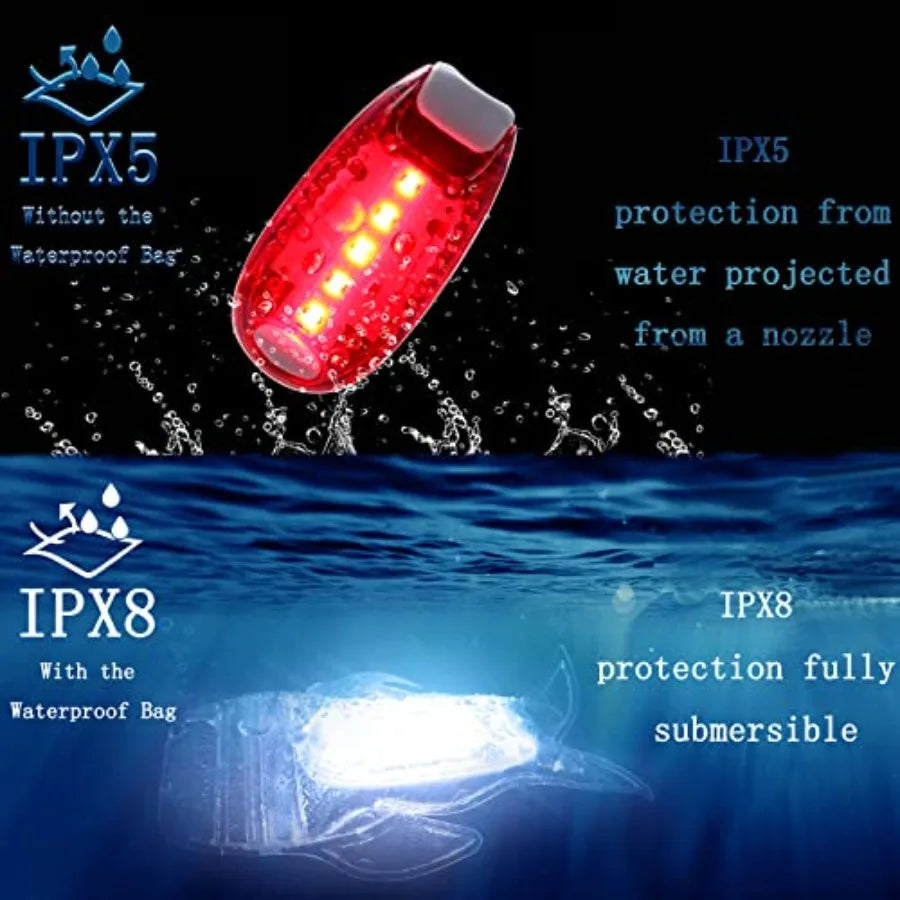4Pack Kayak Lights with IPX8 Fish-shaped Waterproof Bag, Battery Operated Navigation Lights for Night Kayaking, Clip on for Pad