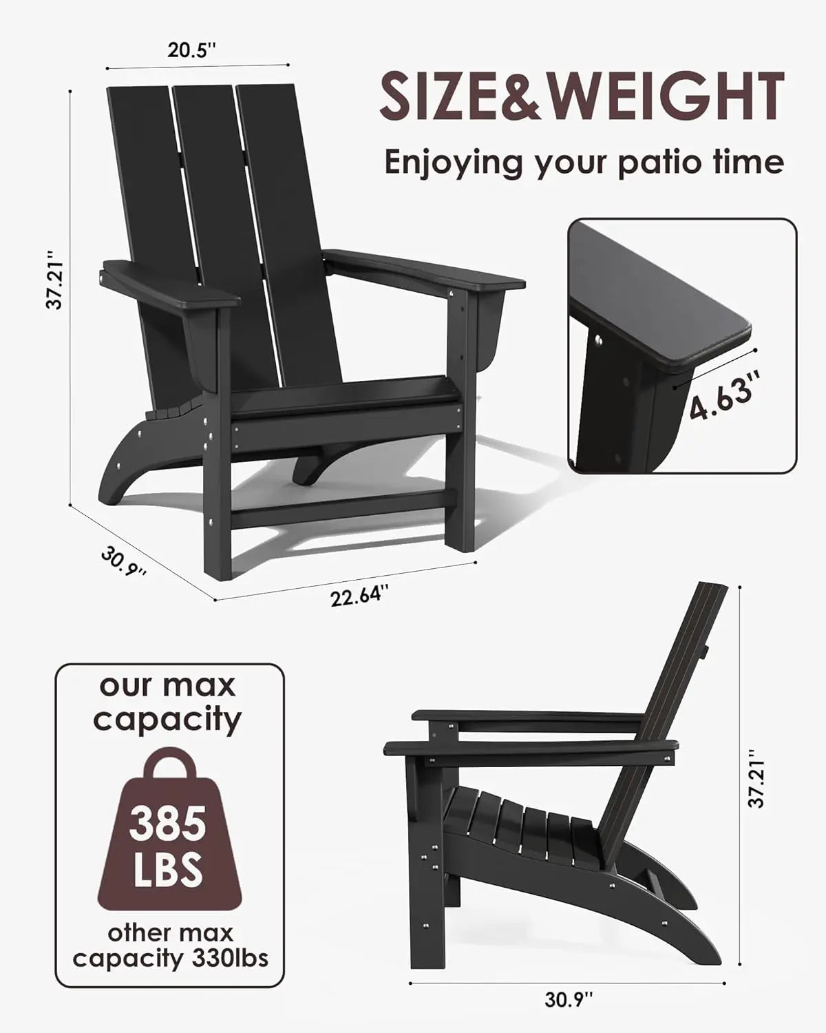 Poly Lumber Adirondack Chairs Set of 6, All-Weather Resistant Outdoor Patio Chairs, Look Like Wood, Pre-Assembled, Customized