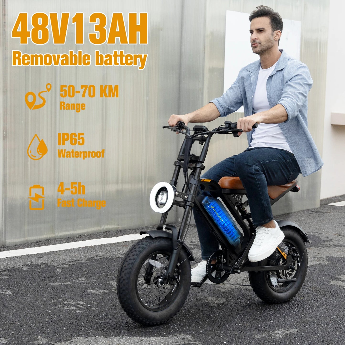 1500W Peak Electric Bike for Adults 48V 15.6AH off road E-Bike 31 MPH Electric Bicycle 16x4" Fat Tire Mountain Bike Bodywel M16