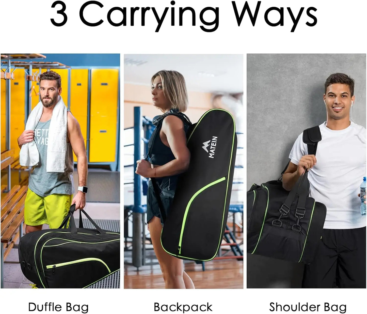 Large Tennis Bag for 6 Rackets with Shoe Compartment, Cooler Pocket & Removable Strap - Sport Equipment Backpack