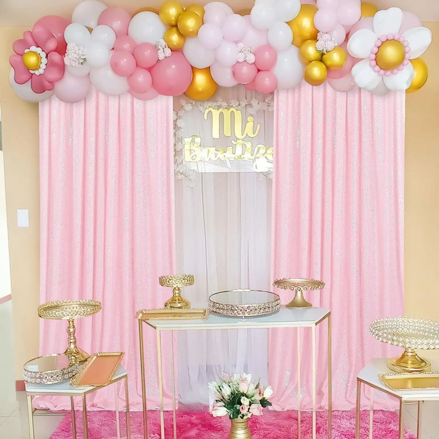 7.5ftx7.5ft Pink Rose Wall Background Spring Pink Flowers Backdrops Girls Women Birthday Party Weeding Bridal Shower Anniversary