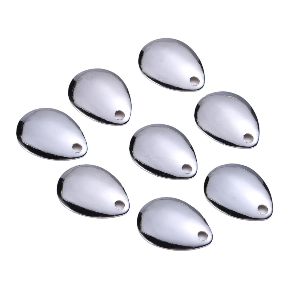 50pcs Fishing Spinner Blades Carbon Steel Fishing Spinner Spoons for Spinnerbait Lures Making Supplies DIY Fishing Accessories