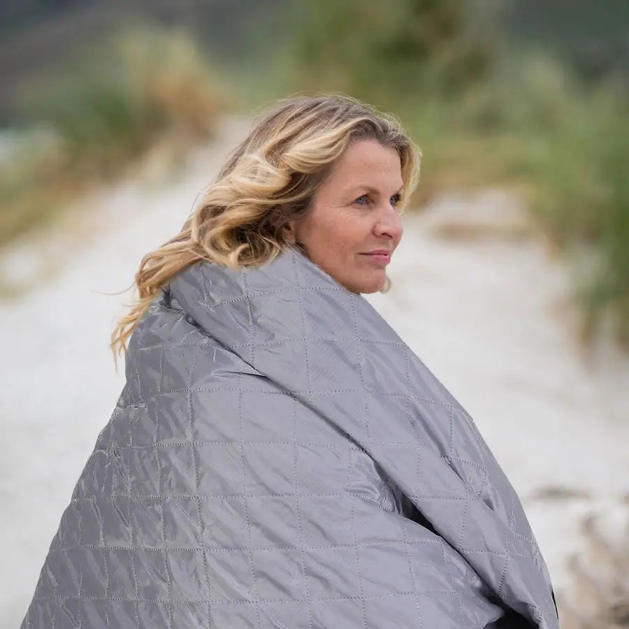2 Large Outdoor Blanket 78 x 55 Quilted Windproof Waterproof Fleece Sandproof Stadium Foldable Warm Blanket for Camping Picnic S