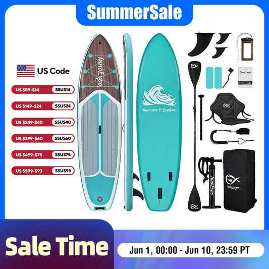 InnoExpo Inflatable Stand Up Paddle Board for All Skill Levels with Premium SUP Paddleboard Accessories,Non-Slip Comfort Deck