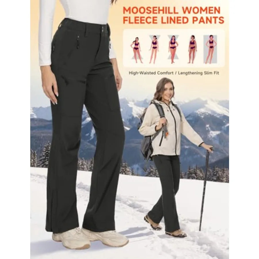 Moosehill Women's-Snow-Ski-Pants-Fleece-Lined-Waterproof-Thermal Insulated Warm for Snowboard Winter Hiking