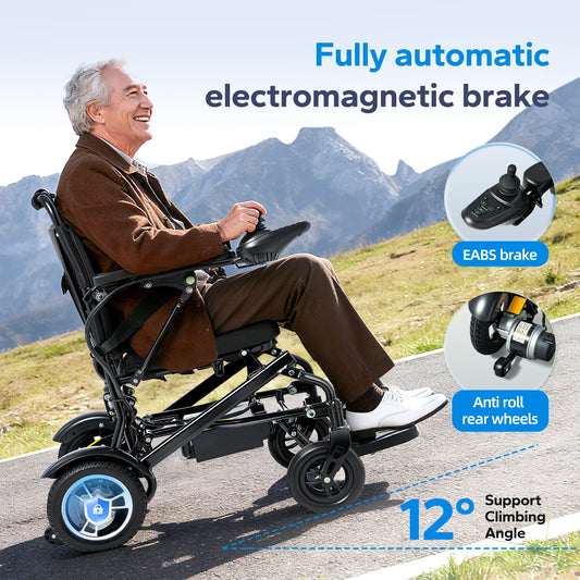 Babaka Electric Wheelchair For Adults Foldable Power Wheelchair Dual Motors 500W Portable Folding Motorized Mobility Aid Seniors
