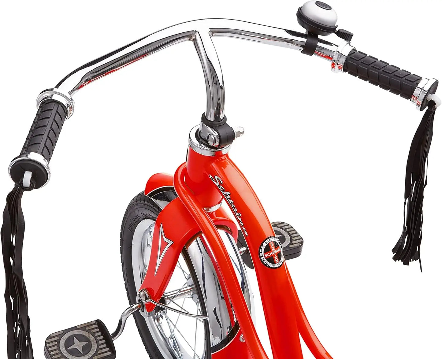 12 Inch Kids Tricycle for Ages 2-4, Low Center Gravity, Adjustable Seat, Retro Steel Frame with Rear Deck