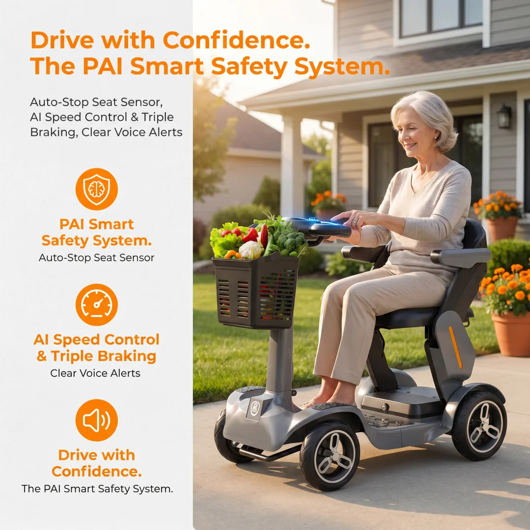 SPD-2 Foldable Mobility Scooter Reliable Daily Travel Companion With Full Smart Safety Protection Great All-terrain Performance And Stable Ride Easy To Fold For Car Transport Humanized Design And Practical Accessories For Ind