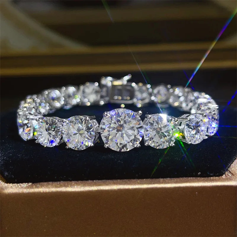New large carat 925 pure silver white moissanite 5-carat tennis bracelet fashion jewelry gift Women's wedding jewelry