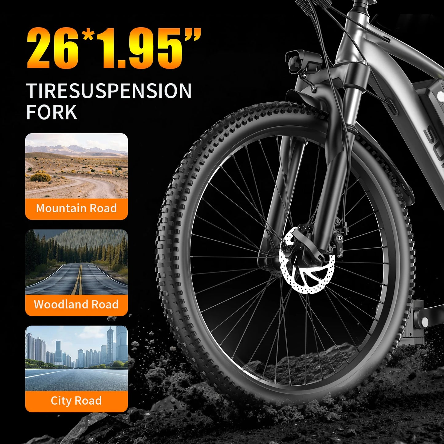 UPlee G73 Electric Bike Adults Electric Bicycle Peak 740W 48V 13AH e bike 26" Fat Tire Mountain Bike 25mph Electric Dirt Bike