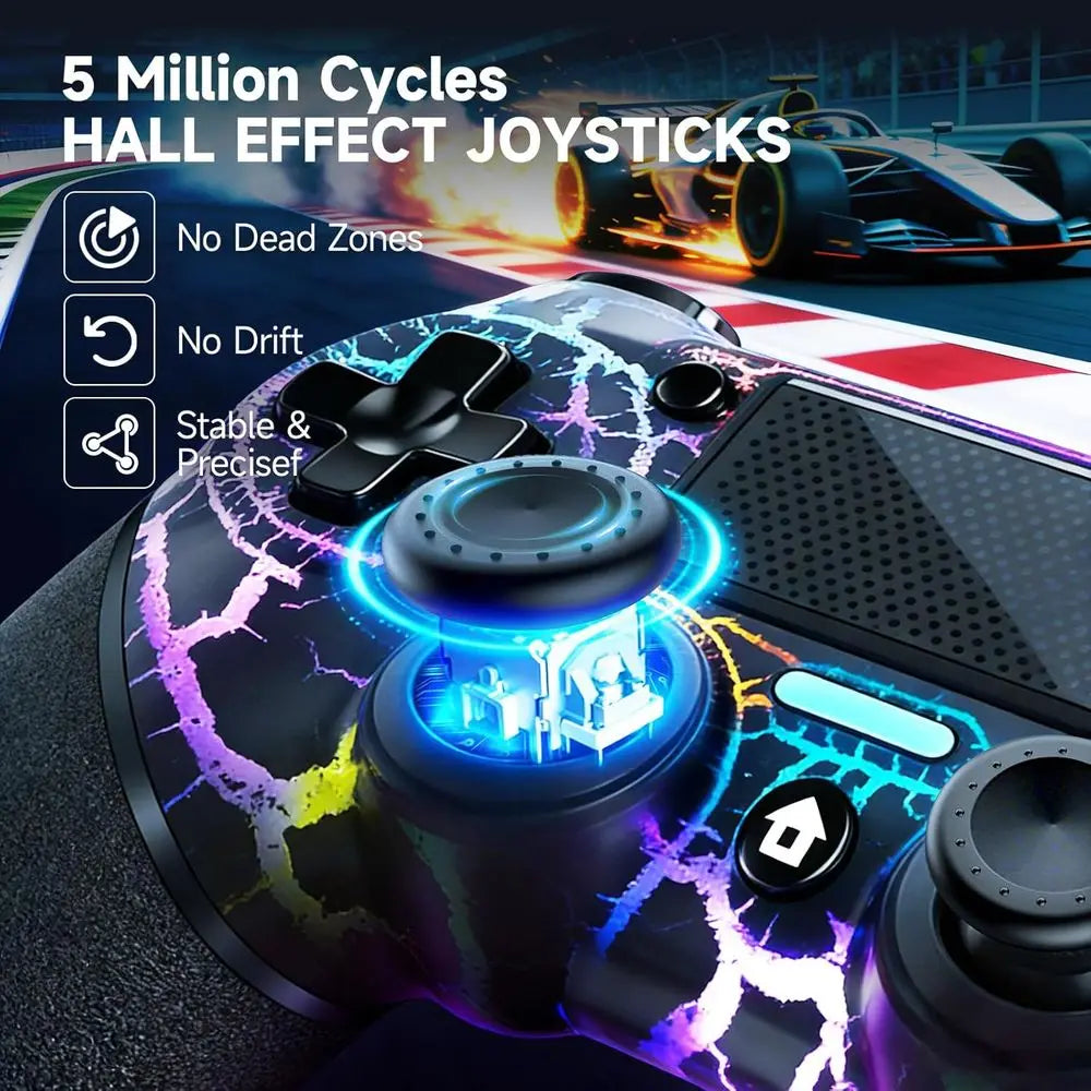 Dual Pack Wireless Controllers with Customizable Back Buttons, RGB Lighting, and Vibration for PS4/Pro/Slim/PC, 3.5mm Audio Jack