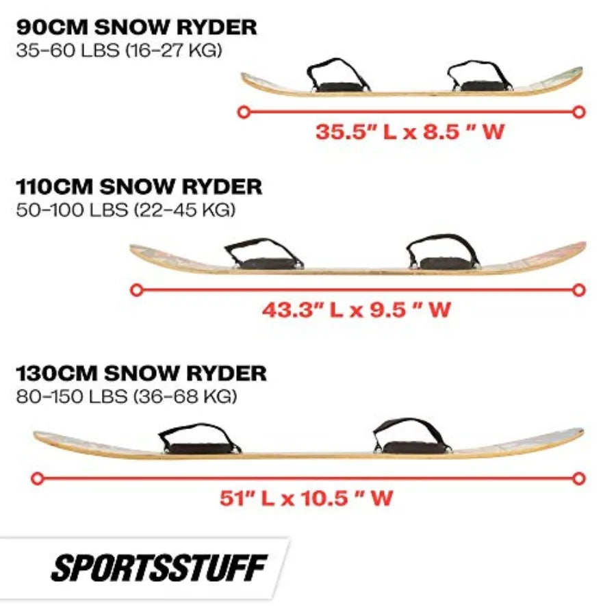 SportsStuff Wood Snowboards/Snow Sleds for - Winter Sports Accessories - 90cm-130cm Models - Natural Wood Finish - Durable Safe