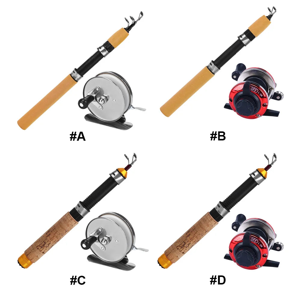 Telescoping Ice Fishing Rod Set Carbon Fiber Ice Fishing Rod and Reel Combo Mini Pole Ice Fishing Reel Set for Ice Fishing