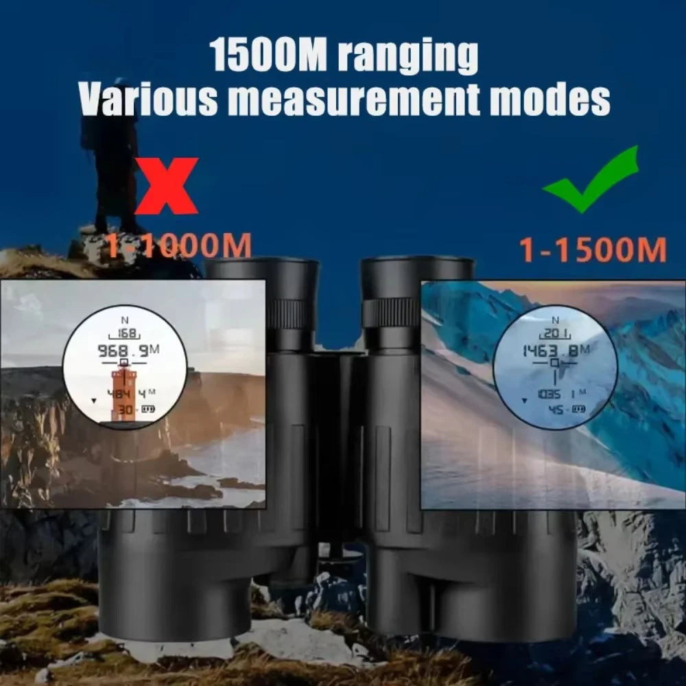 GOYOJO 1500m FMC Marine Binoculars for Adults 8X40 Hunting Waterproof Binoculars with Rangefinder Compass IP66
