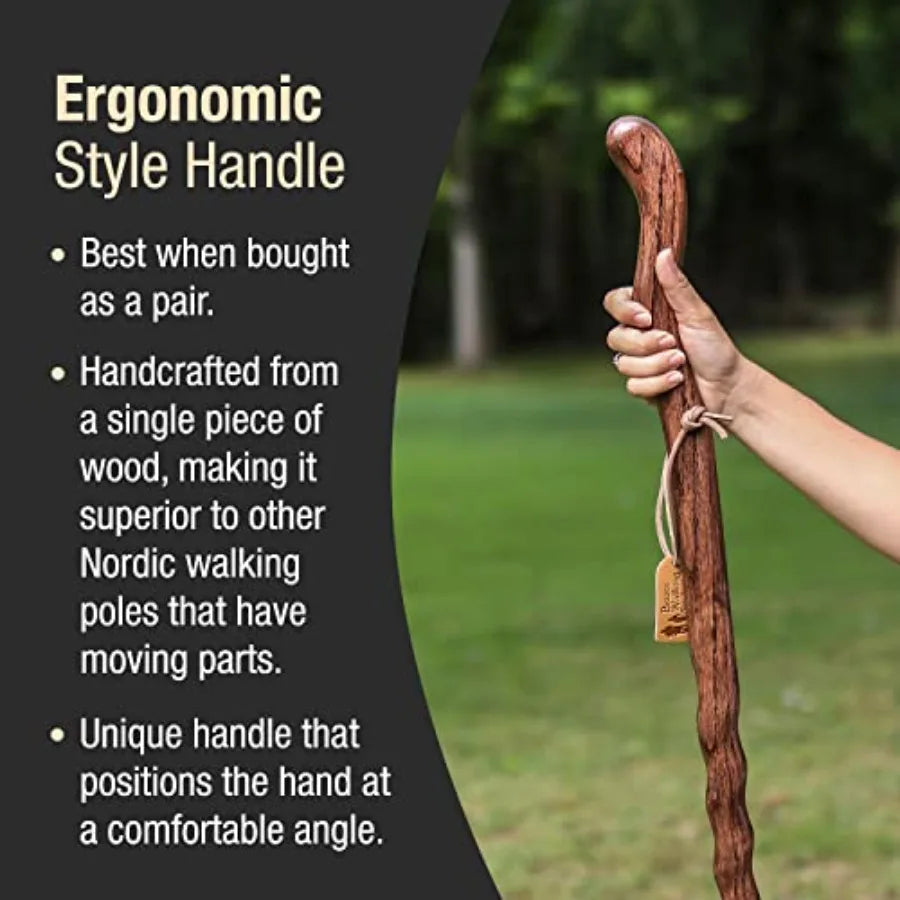 Handcrafted Wood Walking Stick with Twisted Oak Design and Ergonomic Style Handle Ideal for Outdoor Adventures and Daily Suppor