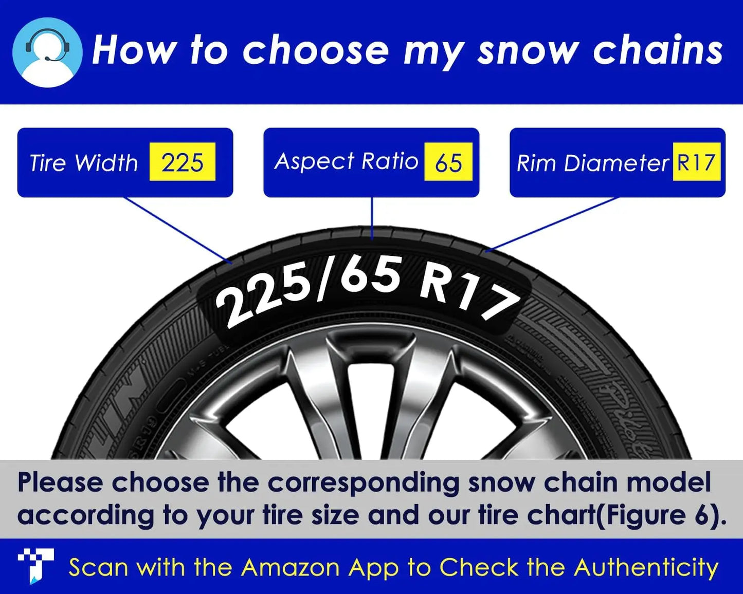 Snow-Chains Auto Fixing 1 Min Quick Fit Easy Installation Tire-Chains, Portable Reusable Universal