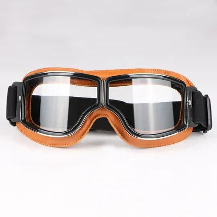 Motorcycle Glasses Windproof Motorcycle Helmet Glasses Sunglasses Retro Universal Folding Leather Retro Motorcycle Accessories