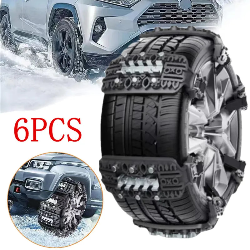 6PCS Winter Anti-Skid Snow Car Chain Tire Snow Chains Universal Motorcycle Car Truck Suv Tyre Chains Emergency Anti Slip