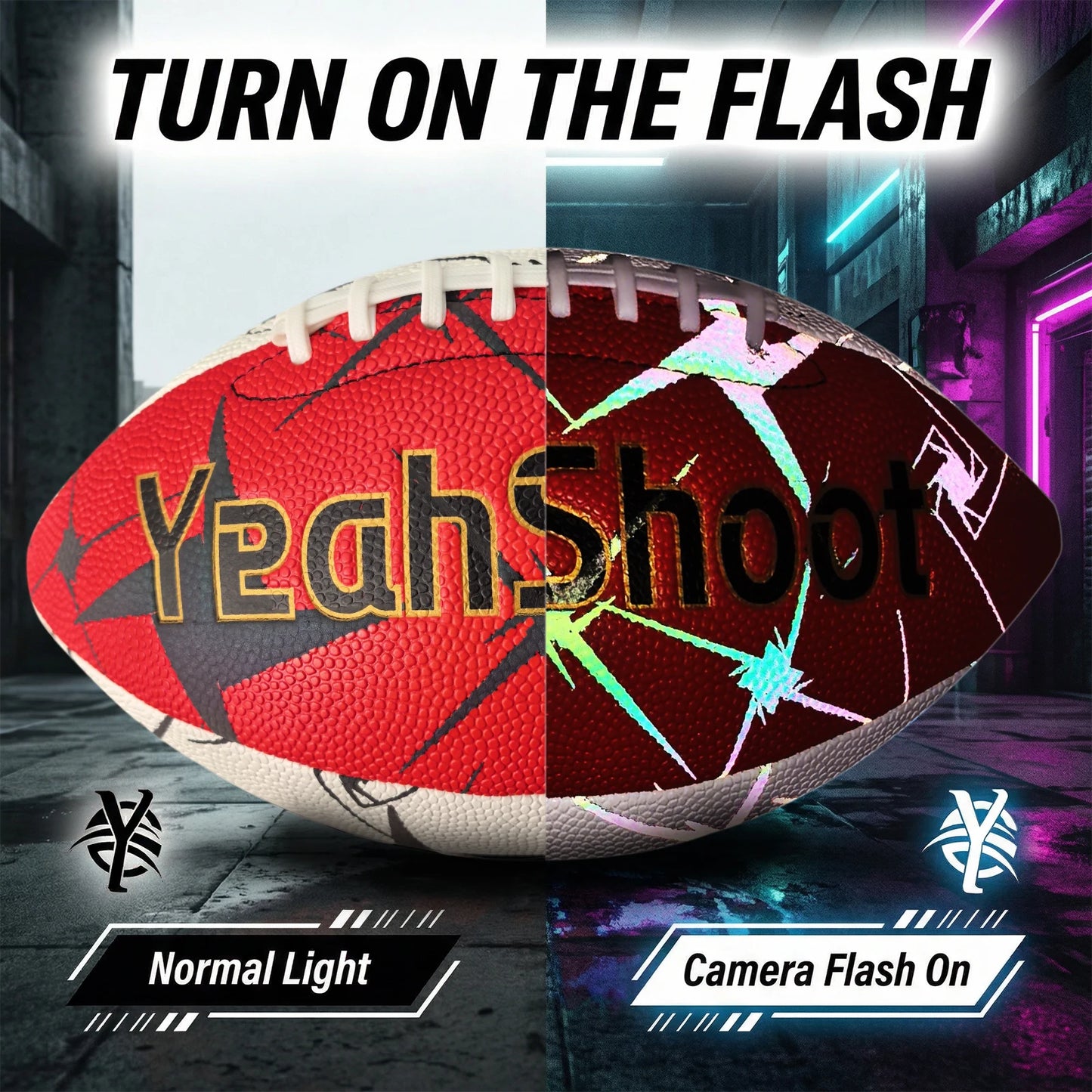 Holographic Reflective Football - Maximize Night Visibility with Glow in The Dark Tech, Size 9 Cool Luminous American Football