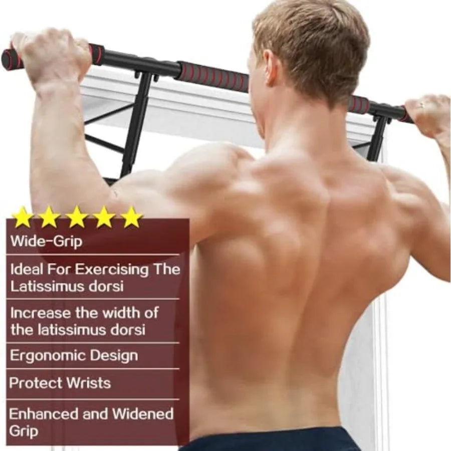 Pull Up Bar Doorway with Ergonomic Grip - Home Gym Chin-Up Frame - Multi-Angle Grip - 2024 Upgrade Smart Hook - Fits A