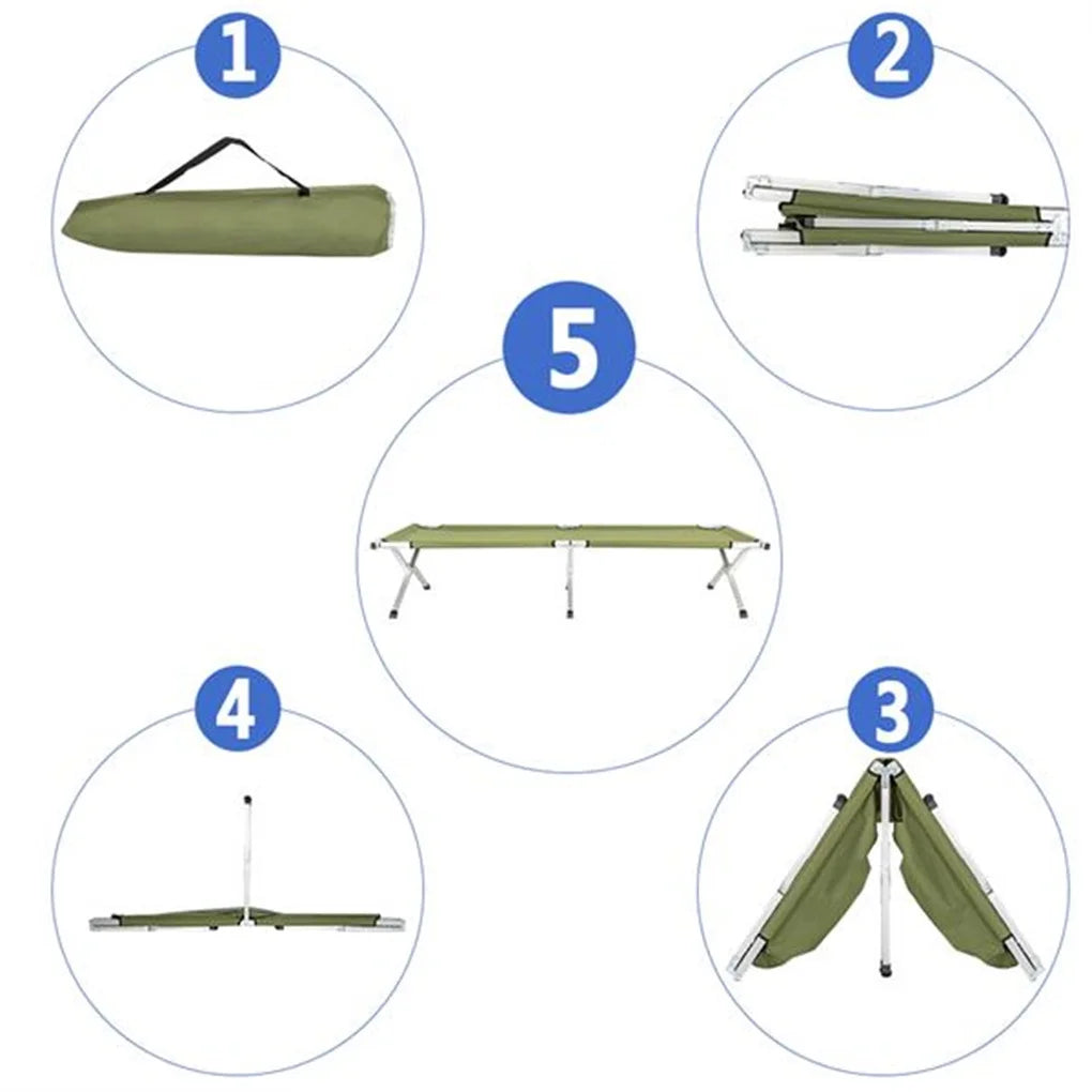 Camping Cot Portable Folding Bed Ultralight Aluminum Alloy Sleeping Cot for Outdoor Hiking Backpacking Travel with Carrying Bag