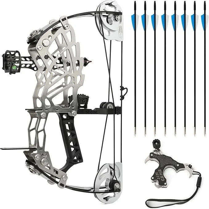 Archery Compound Bow 15-32lbs Adjustable for Beginners Right Hand Carbon Fiber Grip Arrows Youth Target Practice Archery Set