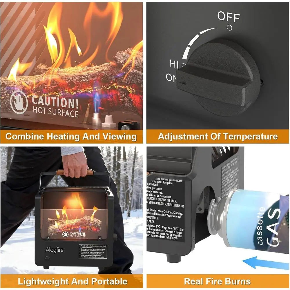 Compact 3-in-1 Outdoor Butane Fire Pit, 5200 BTU Heater & Stove, Safe Flame Bowl for Camping & Fishing