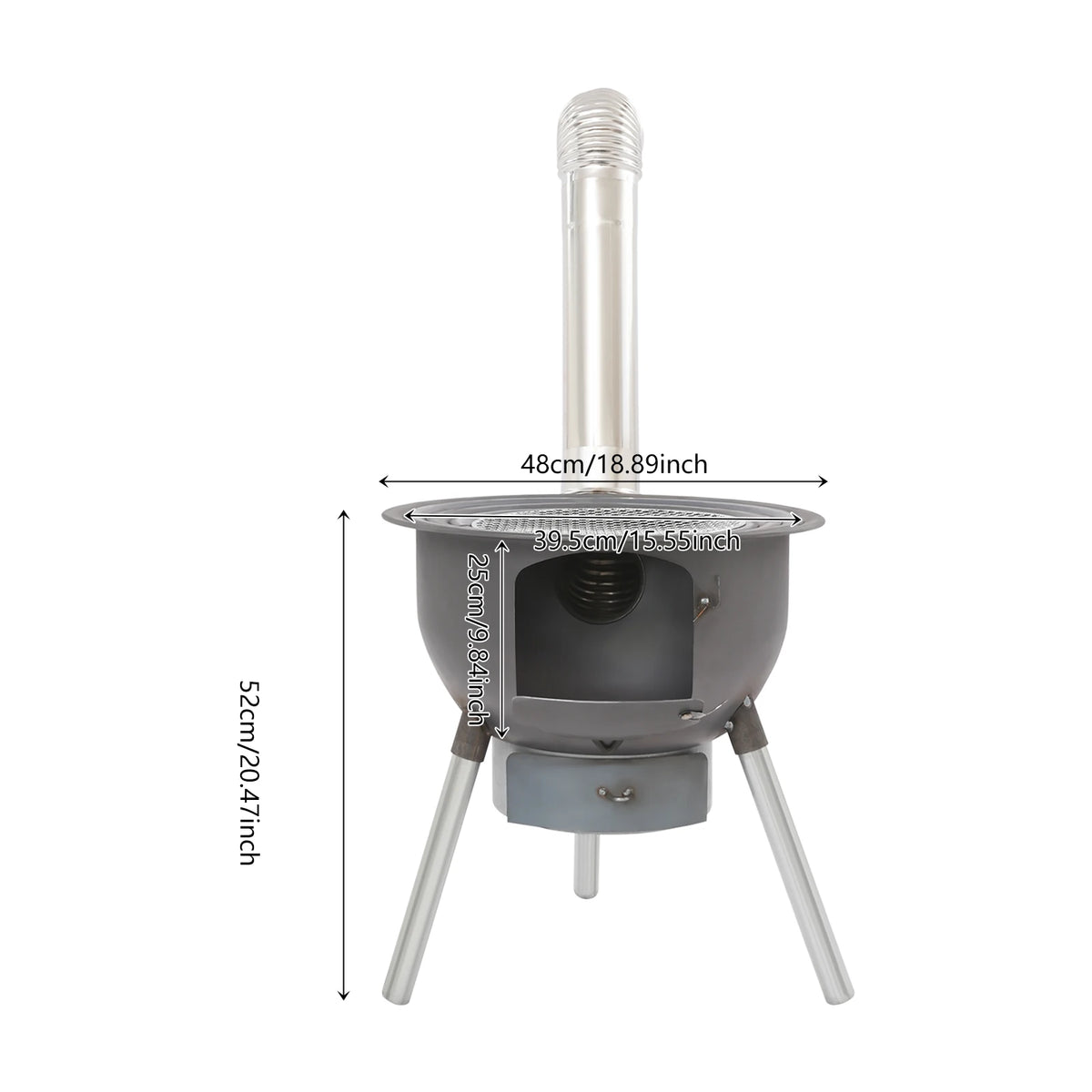 Portable Camping Wood Stove Multifunction Fire Pit with Grill Grate 3 Pot Rings Ash Tray for Outdoor Picnic Backyard BBQ Heating