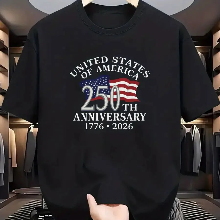 【New Arrival】Men's USA 250th Anniversary 1776-2026 American Flag Graphic T-Shirt Patriotic Tee