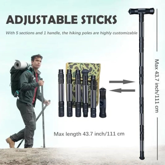 Hiking Tactical Stick Walking Staff, Portable Walking Sticks Trekking Poles Outdoor Multitool Camping Gear for Men Women