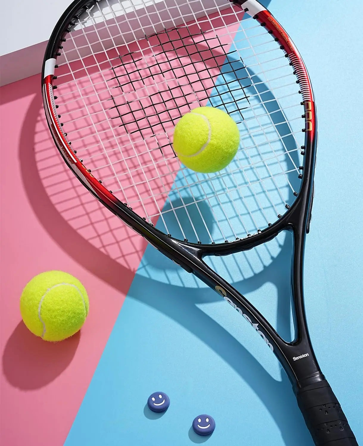 27 Inch Tennis Racket Set for Adults - 2 Player Kit with 3 Balls, Grips & Dampers