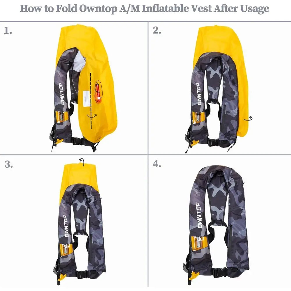 Inflatable Vest with Manual Conversion, Lightweight, Zippered, Ideal for Kayaking and Fishing, Includes 24g CO2 Cylinder