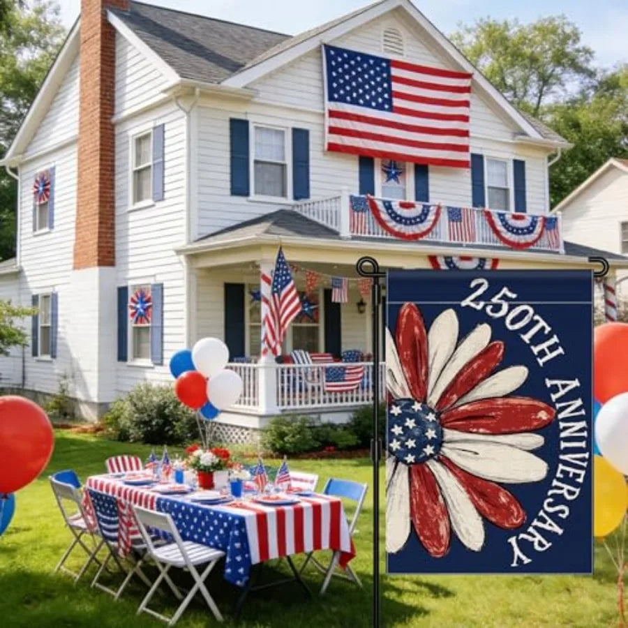250th Anniversary America Garden Flag, 250 Anniversary USA Flag Patriotic Banner 250 Years of Freedom Yard Sign 4th of July Dou