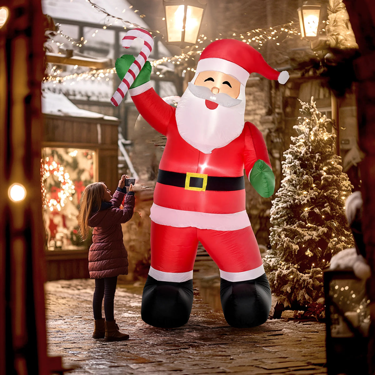8' Christmas Inflatable Santa Claus with Candy Decor Outdoor Light Up LED