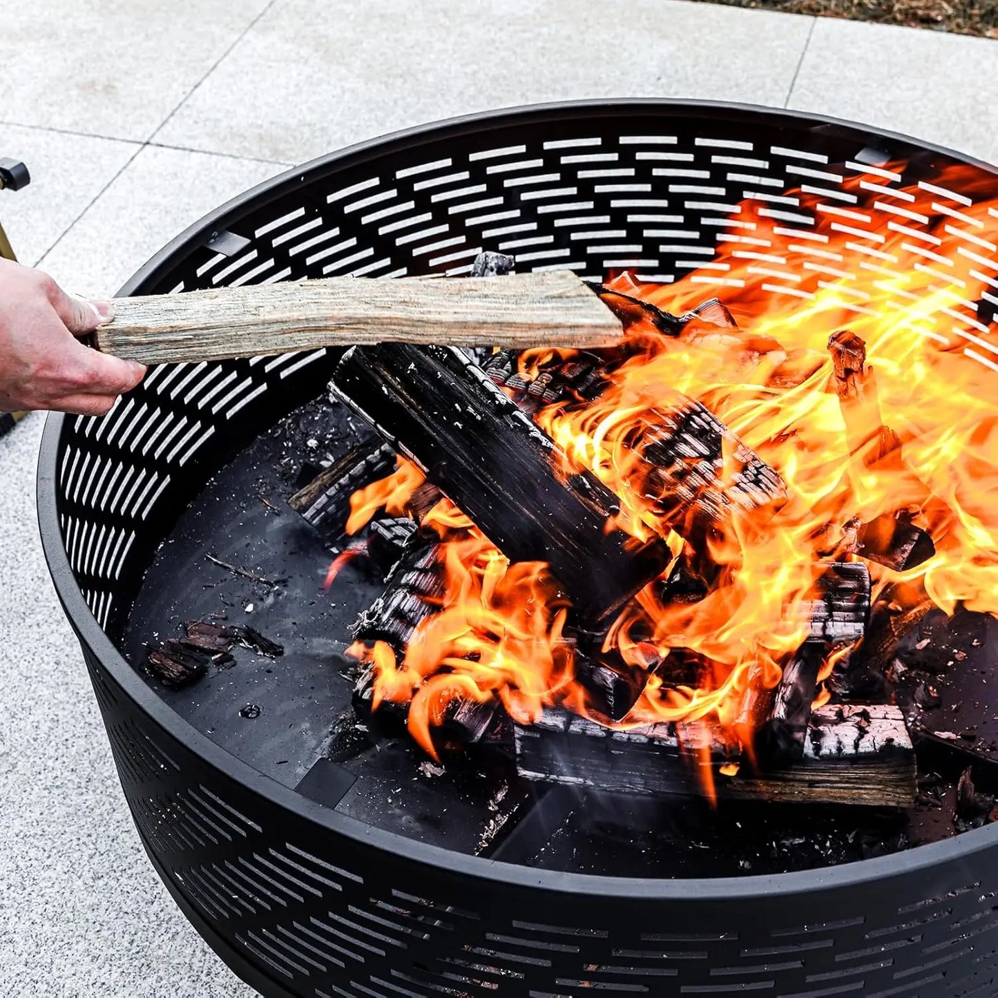 32" Wood Burning Fire Pits with Grill & Lid, Fire Pit Table for Outside with Waterproof Cover & Fire Poker,Table and Bonfire