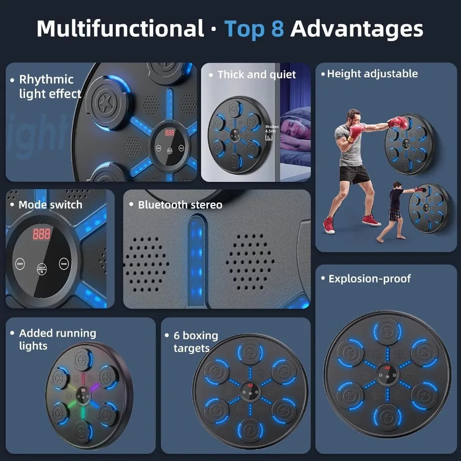 Second Generation WallMounted Music Boxing Machine with Integrated Gloves for Adults: Smart Bluetooth Music Syncing Indoor Gym