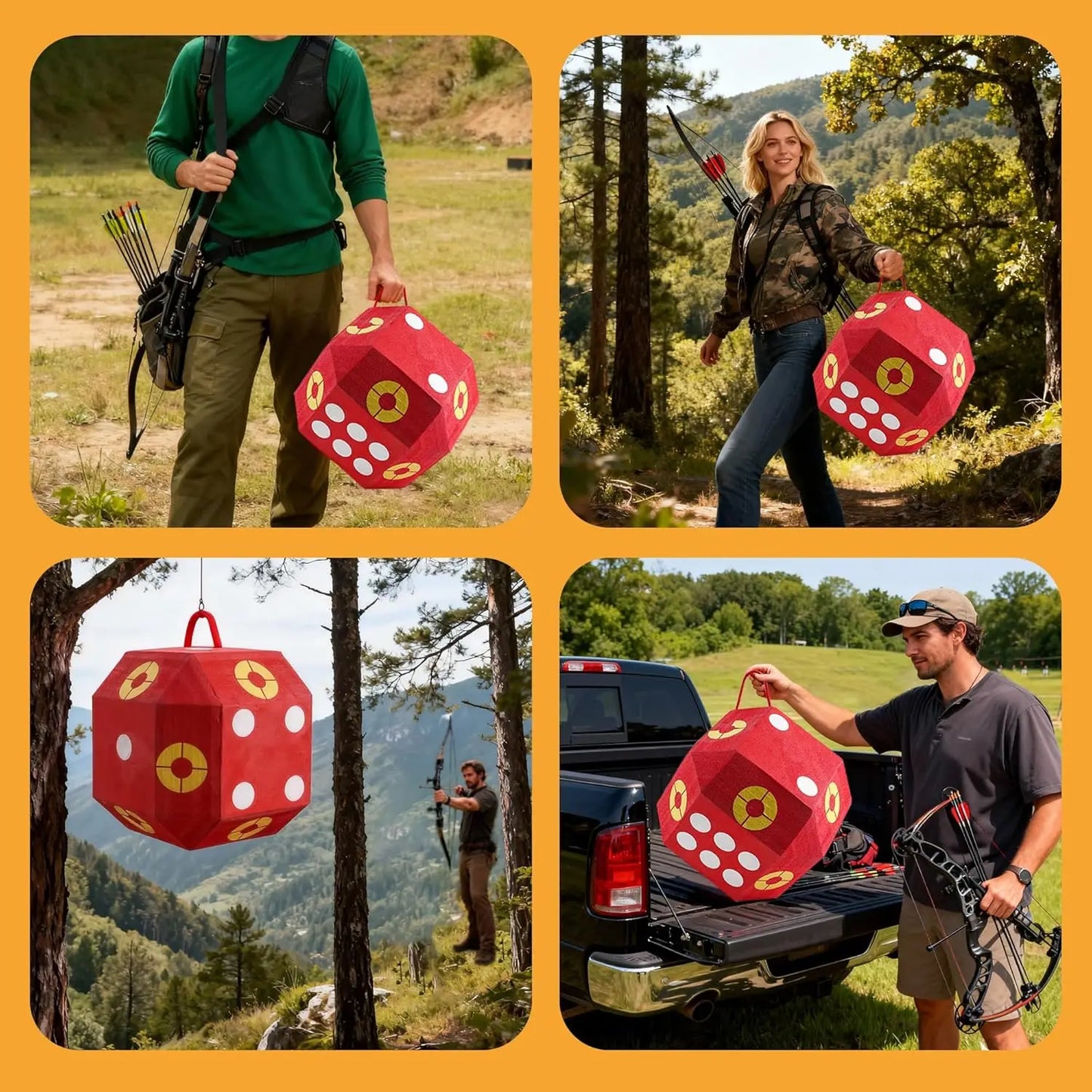 18-Sided Cube Archery Target 32 Bullseyes Portable Backyard Shooting for Broadheads Field Points Easy Arrow Removal Compound Youth Bows with Carrying Handle